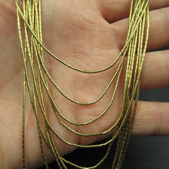 Gold Tone 20 Inch Unique Layered Strand Necklace - Picture 2 of 5